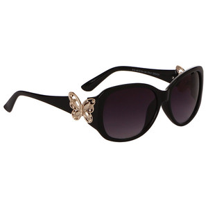 Sluneční brýle se stylově zdobenýma nožičkama s motýlkama. UV filtr 400 Barva skel: černá, hnědá Výběr brýlí