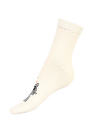 Vyšší bavlněné ponožky s obrázkem kočky. Materiál: 90% bavlna, 5% polyamid, 5% elastan.