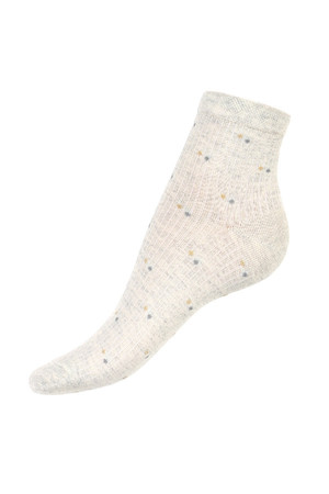 Nízké tečkované ponožky. Dovoz: Maďarsko Materiál: 85% bavlna, 10% polyamid, 5% elastan.
