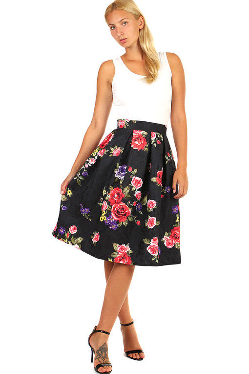 Áčková dámská sukně s květinovým vzorem