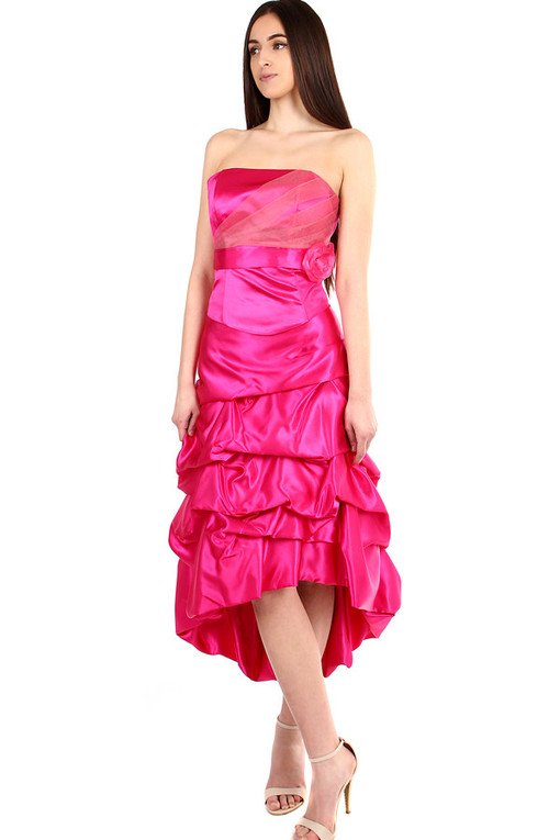Dámské růžové šaty bez ramínek
