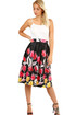 Saténová dámská áčková sukně s tulipánovým potiskem