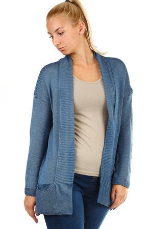 Dámský jednobarevný pletený svetr bez zapínání. Materiál : 88% akryl, 12% nylon - sv. růžová, tm. modrá 90%