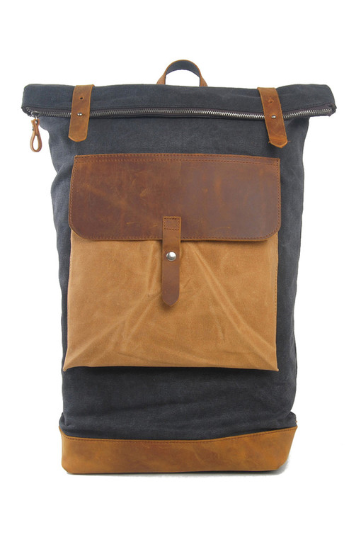 Plátěný velký batoh s koženými detaily