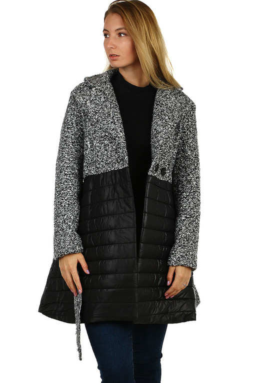 Dvoubarevný dámský kabát na zimní období