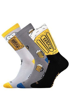 Pánské antibakteriální ponožky s motivem piva. antibakteriální ochrana ionty stříbra v materiálu silproX slabé