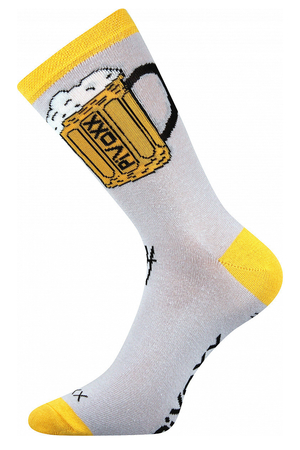Pánské antibakteriální ponožky s motivem piva. antibakteriální ochrana ionty stříbra v materiálu silproX slabé