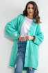 Oversized dámský svetr na knoflíky s vlnou