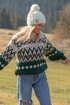 Žakárový vlněný svetr v norském stylu