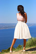 100% lněná sukně ke kolenům Lotika Premium quality