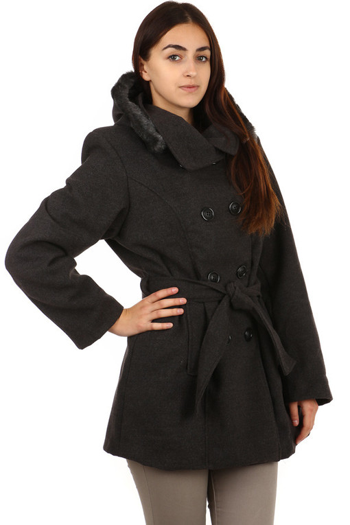 Zimní kabát s kožešinovou kapucí - i pro plnoštíhlé