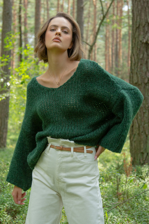 Slabý pletený svetr s vlnou