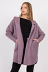 Jednobarevný kabát s kapucí s vlnou