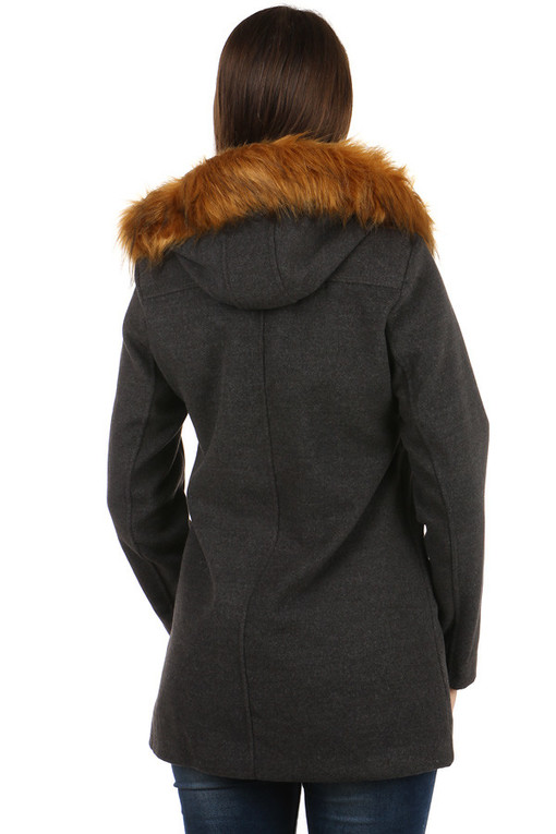 Dámský zimní kabátek na zip - šedý